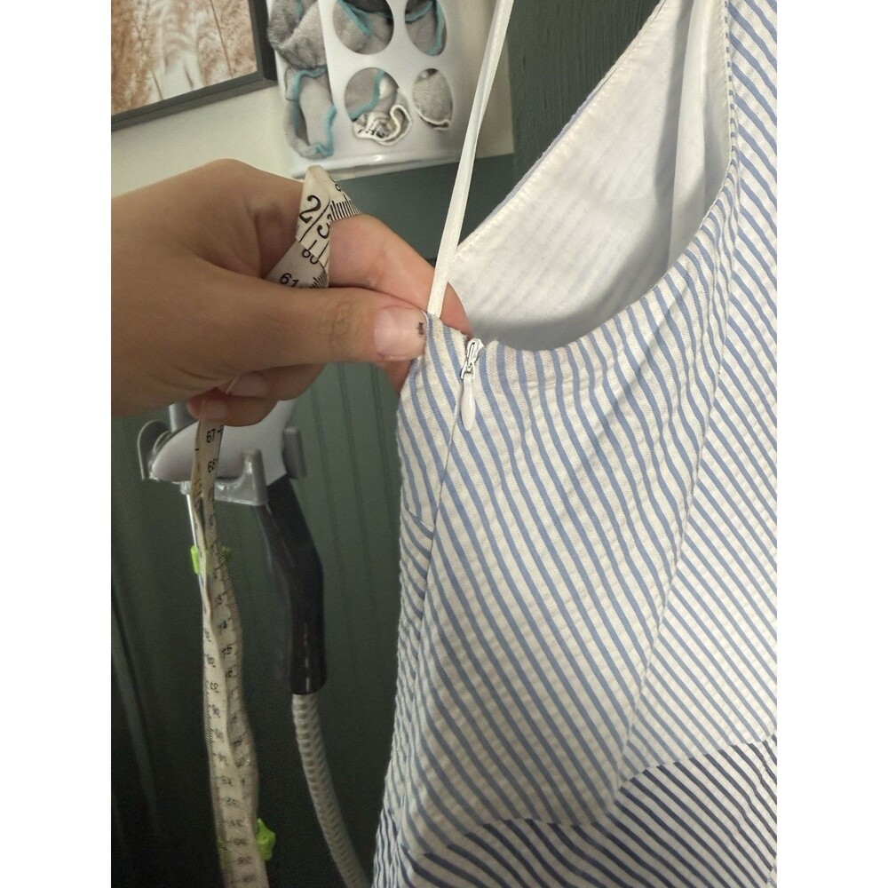 Vineyard Vines Blue Striped Seersucker Sleeveless Halter Medi Dress Women Sz S - Picture 6 of 8